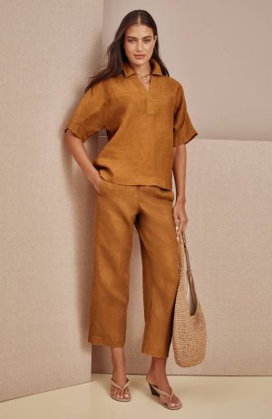 Pure Jill Linen Cropped Pants