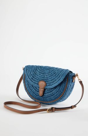 Straw Half-Moon Crossbody