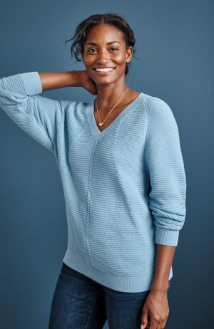 V-Neck Dolman-Sleeve Sweater