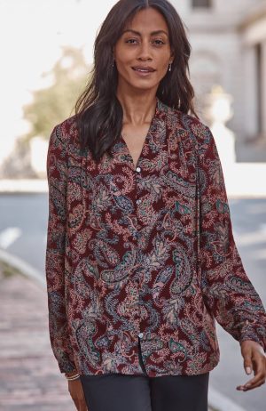 Wearever Shirred Button-Front Blouse