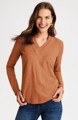 Layered V-Neck Pullover Sweater