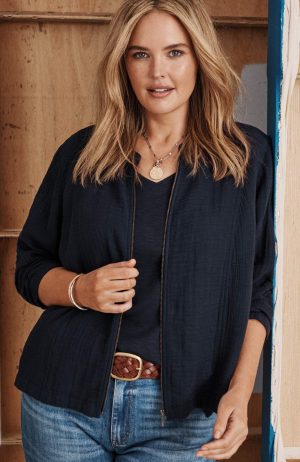Mixed-Gauze Garment-Washed Jacket