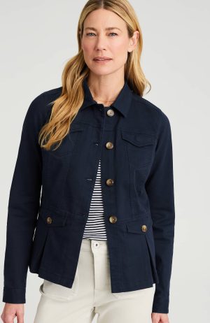 Button-Front Peplum Jacket