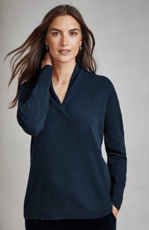 Pure Jill Recycled-Cashmere Pullover V-Neck Sweater