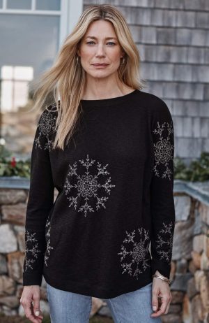 Embroidered Snowflake Top