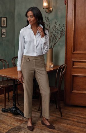 Herringbone Straight-Leg Trousers