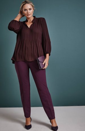 Pleated Ruffle-Neck Top