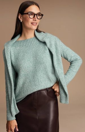 Marled Rib-Stitched Sweater