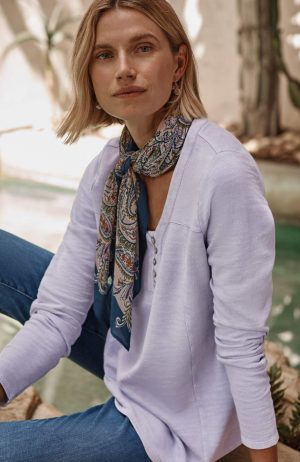 Pure Jill Tea-Dyed Henley Top