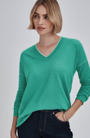 Tipped V-Neck Sweater