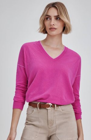 Tipped V-Neck Sweater