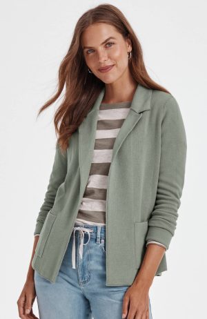 Cotton-Blend Notched-Collar Cardi