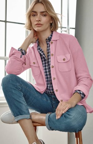 Waffle-Knit Button-Down Shirt