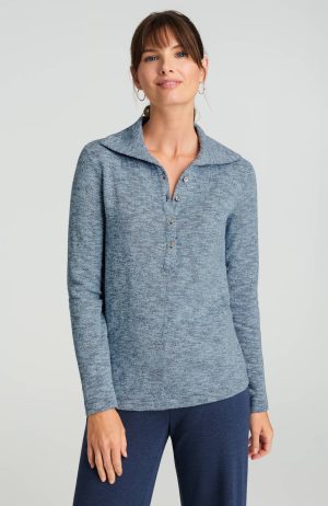 Pure Jill Marl Slub Collared Top