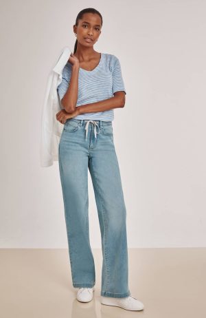 Tie-Waist Wide-Leg Jeans