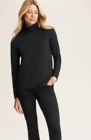 Luxe Supima Shirred Turtleneck