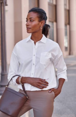 Elastic-Hem Relaxed Shirt