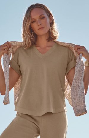 Pure Jill Button-Detail Tee