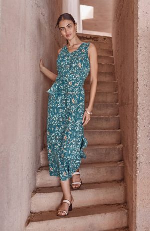 Pure Jill Block-Printed Tie-Waist Dress