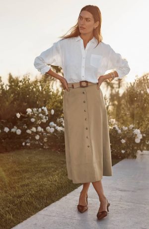 Button-Front Maxi Skirt