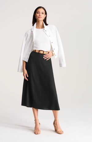 Linen-Blend A-Line Skirt