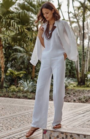 Linen-Blend Wide-Leg Pants