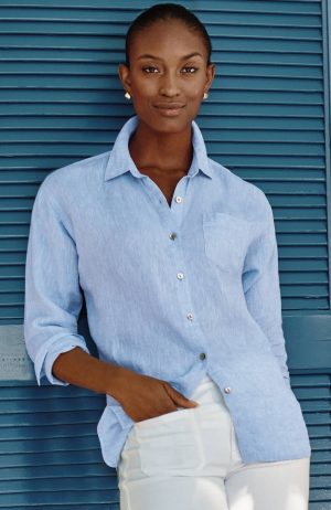 Easy Linen Button-Front Shirt