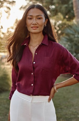 Easy Linen Button-Front Shirt