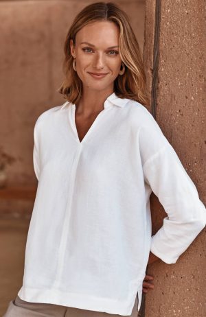 Pure Jill Linen-Blend Popover Shirt