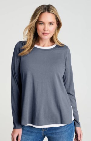 Layered-Effect Knit Long-Sleeve Tee
