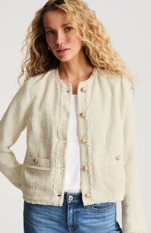Tweed Button-Front Jacket