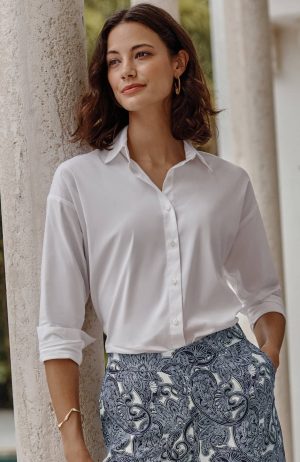 Easy Button-Front Shirt
