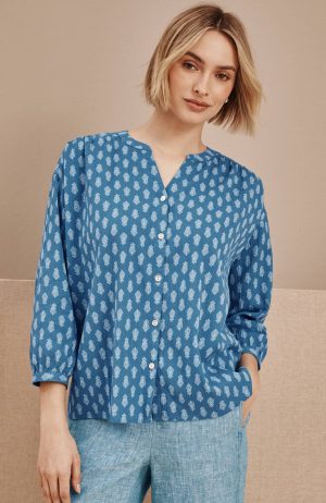 Pure Jill Crinkled Button-Front Top