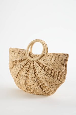 Woven Straw Crescent Bag