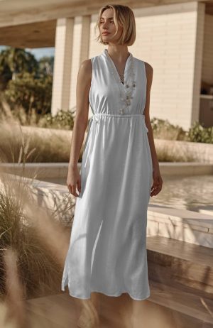 Pure Jill Linen-Blend Tie-Waist Maxi Dress