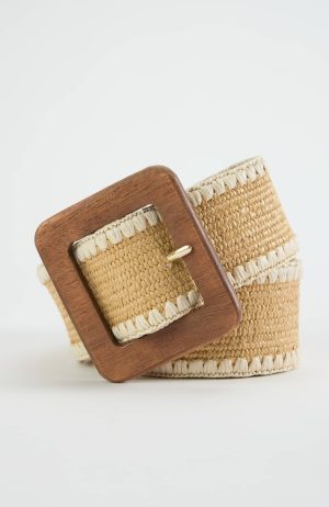 Whipstitch Stretch Straw Belt
