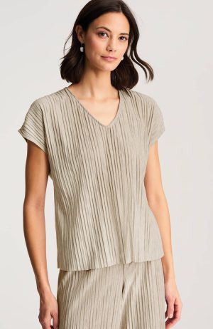 Pure Jill Pleated Cap-Sleeve Top