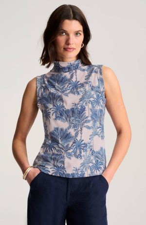 Luxe Supima Shirred Mock-Neck Top