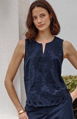 Eyelet Poplin Tank