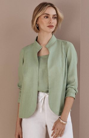 Tissue Linen Open-Front Jacket
