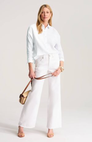 Cotton-Gauze Dolman-Sleeve Shirt