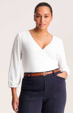 Cotton-Blend Wrap Top
