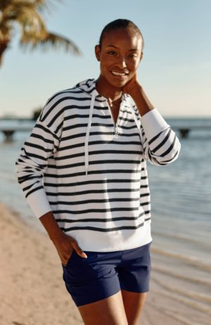 Fit Textured-Knit Half-Zip Hoodie