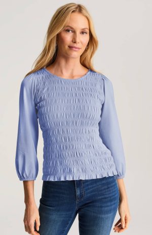 Smocked 3/4-Sleeve Top