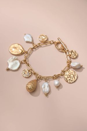 Cultured Freshwater Pearl Charm Bracelet