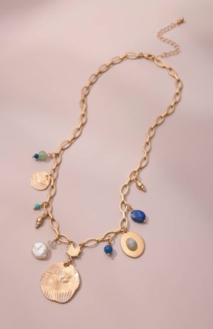 Semiprecious & Metal Charm Necklace