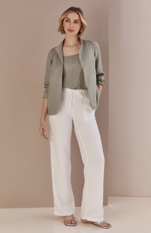 Linen Drawstring Wide-Leg Pants
